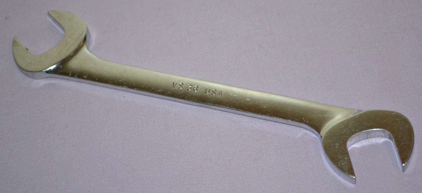 Snap On VS36 SAE 1-1/8″ Four-Way Angle Head Open-End Chrome Wrench USA — Great