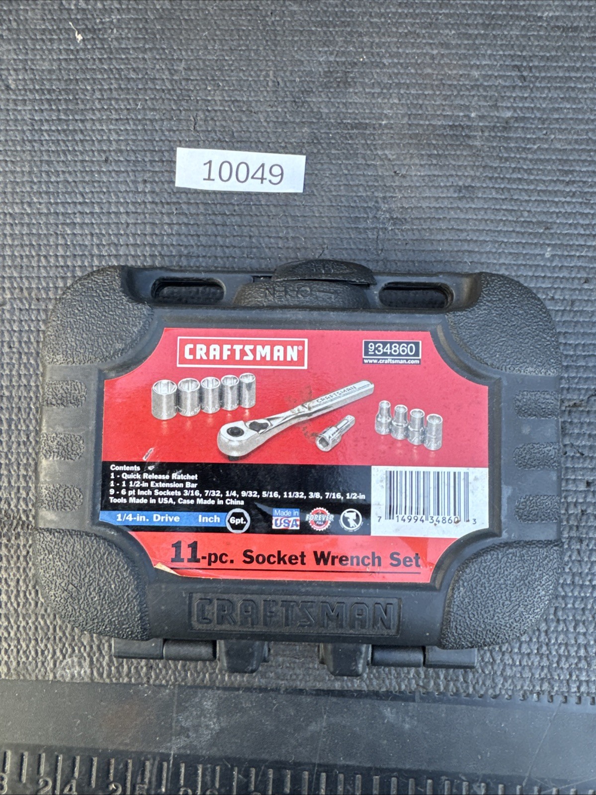 NOS Sears Craftsman USA 11-piece 1/4″ Drive Socket Wrench Set Case, 9-34860