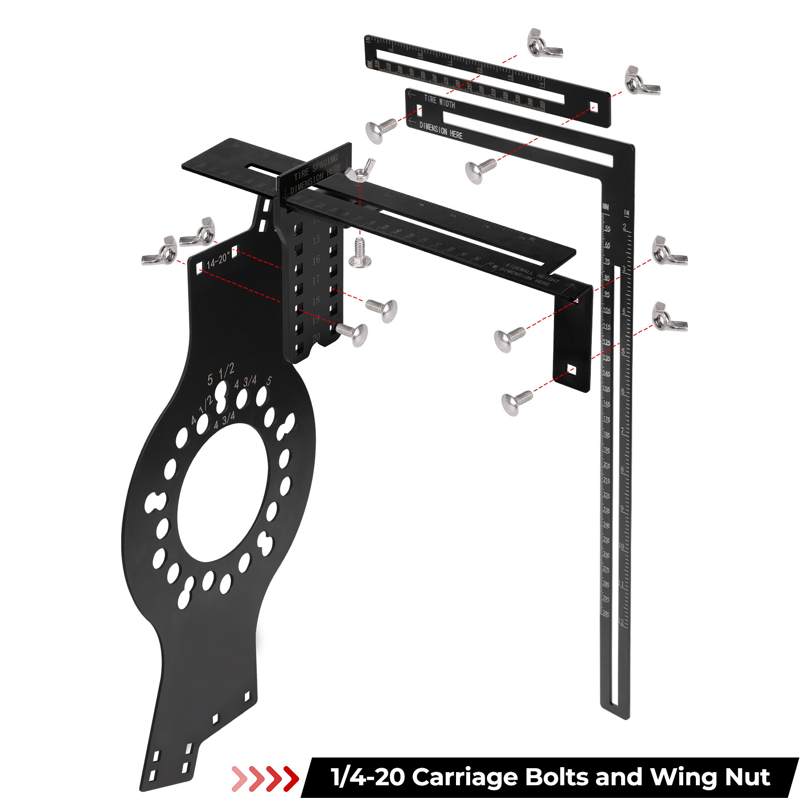 14″-22″ Wheel Fitment Simulator Tool For 5 Lug Pattern Wheel Installation Kits ﻿