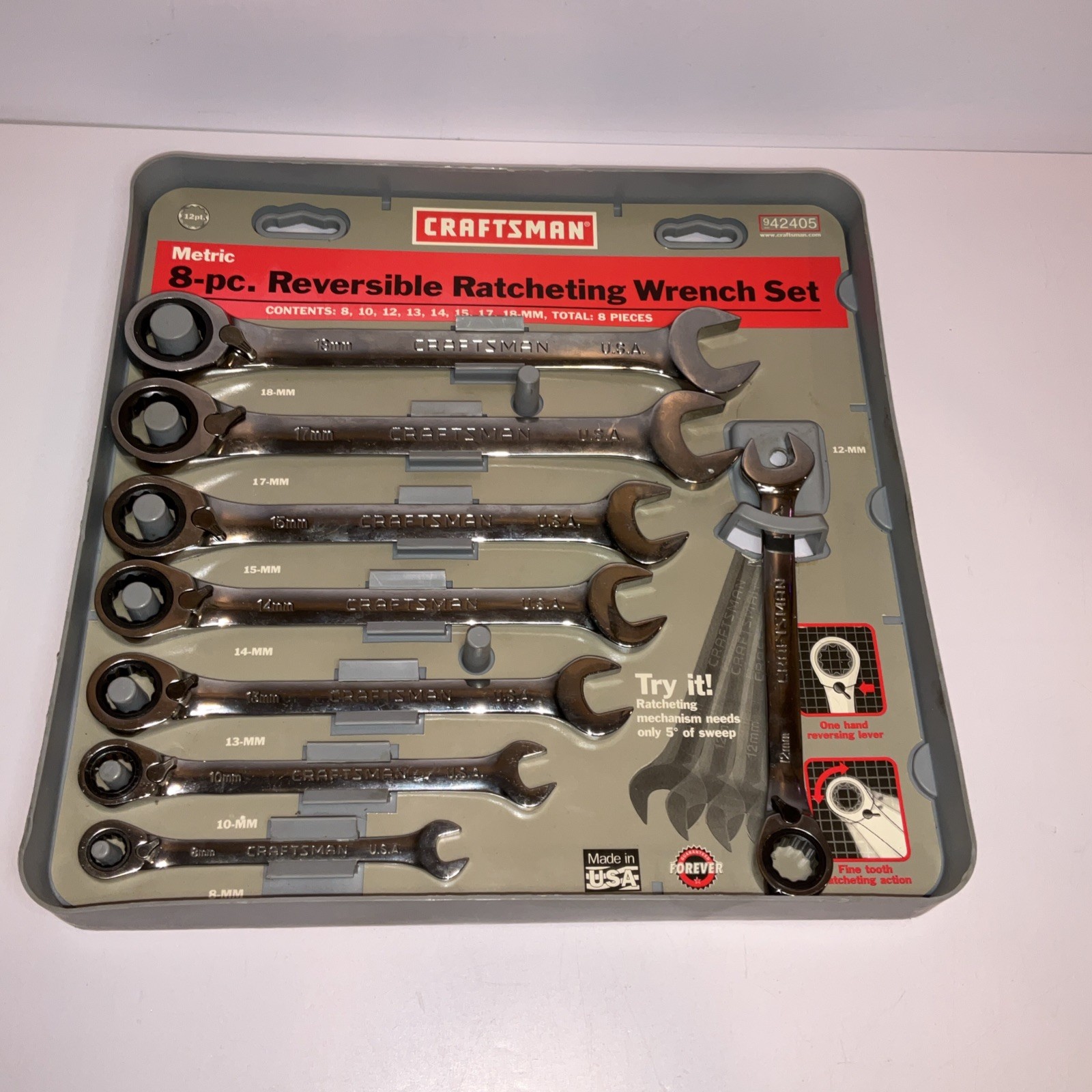 Craftsman 942405 8pc Metric Reversible Ratcheting Wrench Set USA 🇺🇸 8-18mm