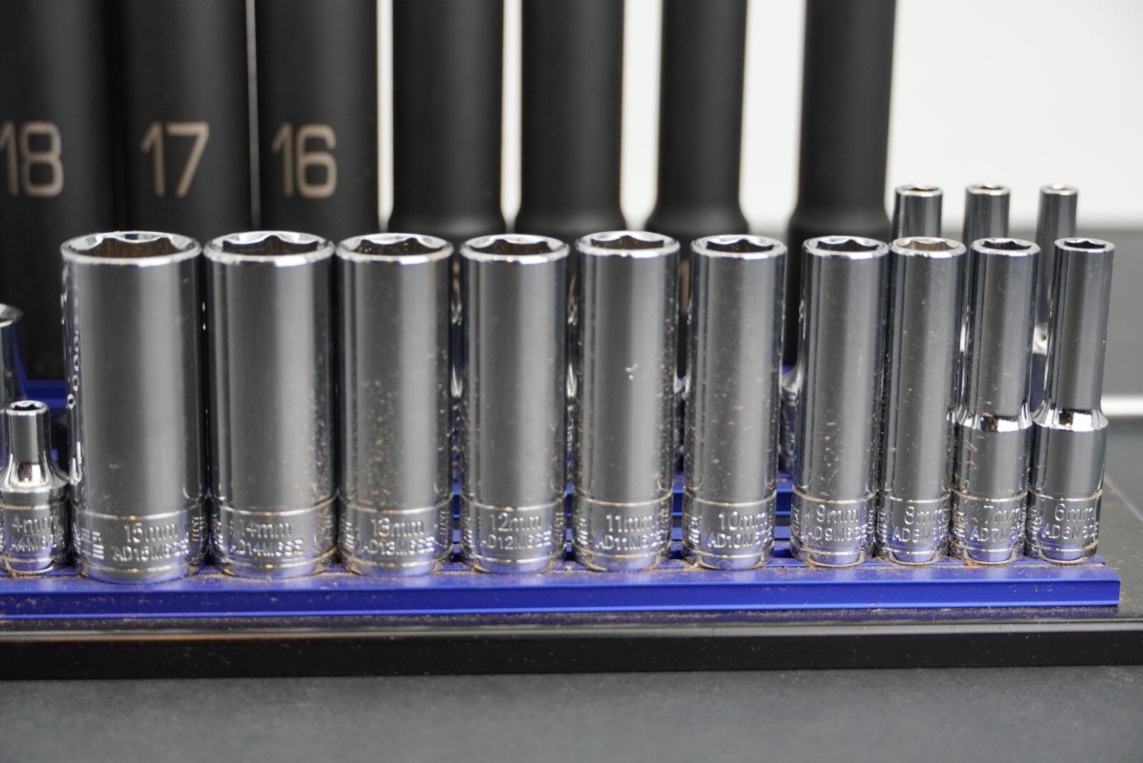 Matco Tools ADV Silver Eagle Socket Set Metric Deep Shallow Chrome Impact Rail