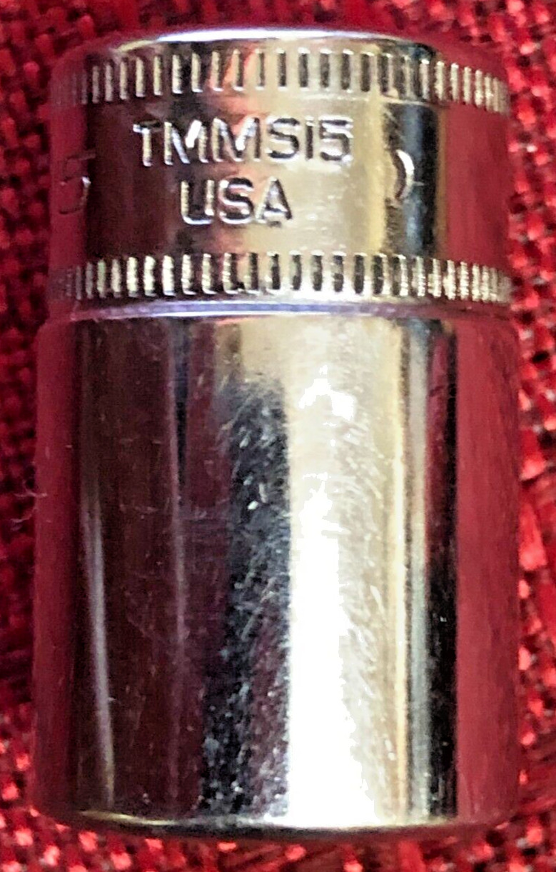 Snap On TMMS15 Metric 15mm SEMI-DEEP Socket 1/4″dr 6pt 1.2″L 1991 USA Good8.5/10