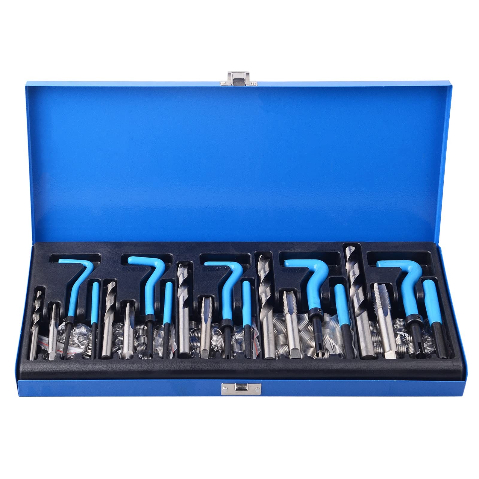 131PC SAE Thread Repair Kit, HSS Drill Helicoil Kit Standard, 1/4″ 5/16″ 3/8″ 7/