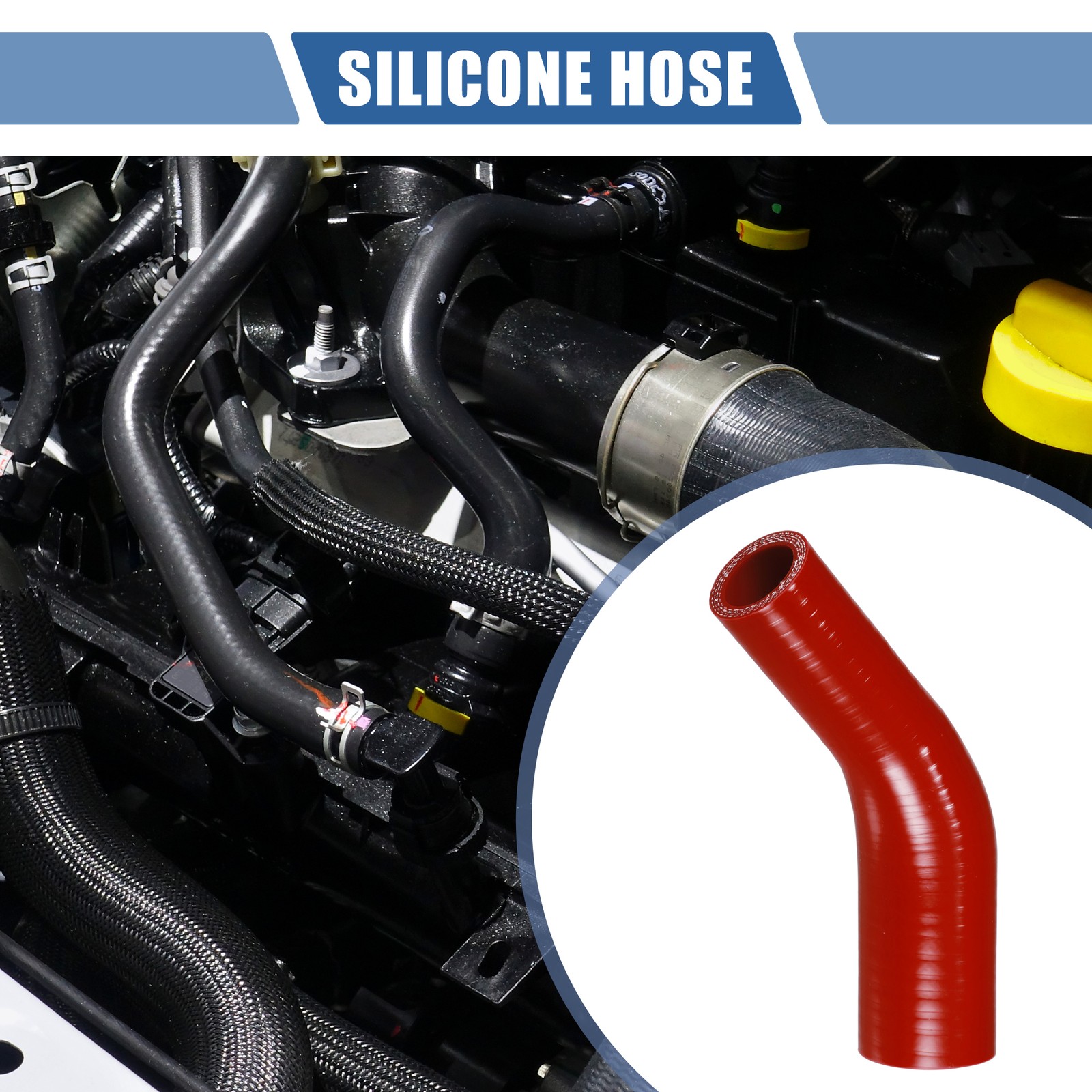 Red Silicone Hose 25-35mm 0.98″-1.38″ ID 90mm 3.54″ 45 Degree Long