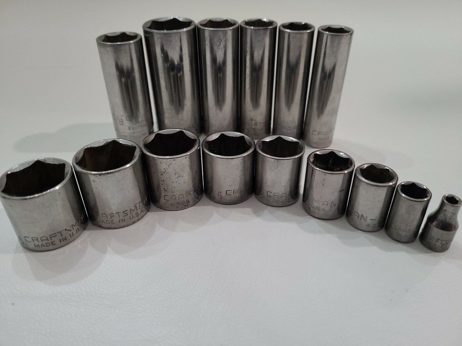 Craftsman USA 6 point G series Deep Sockets shallow Standard SAE 3/8 & 1/4 drive