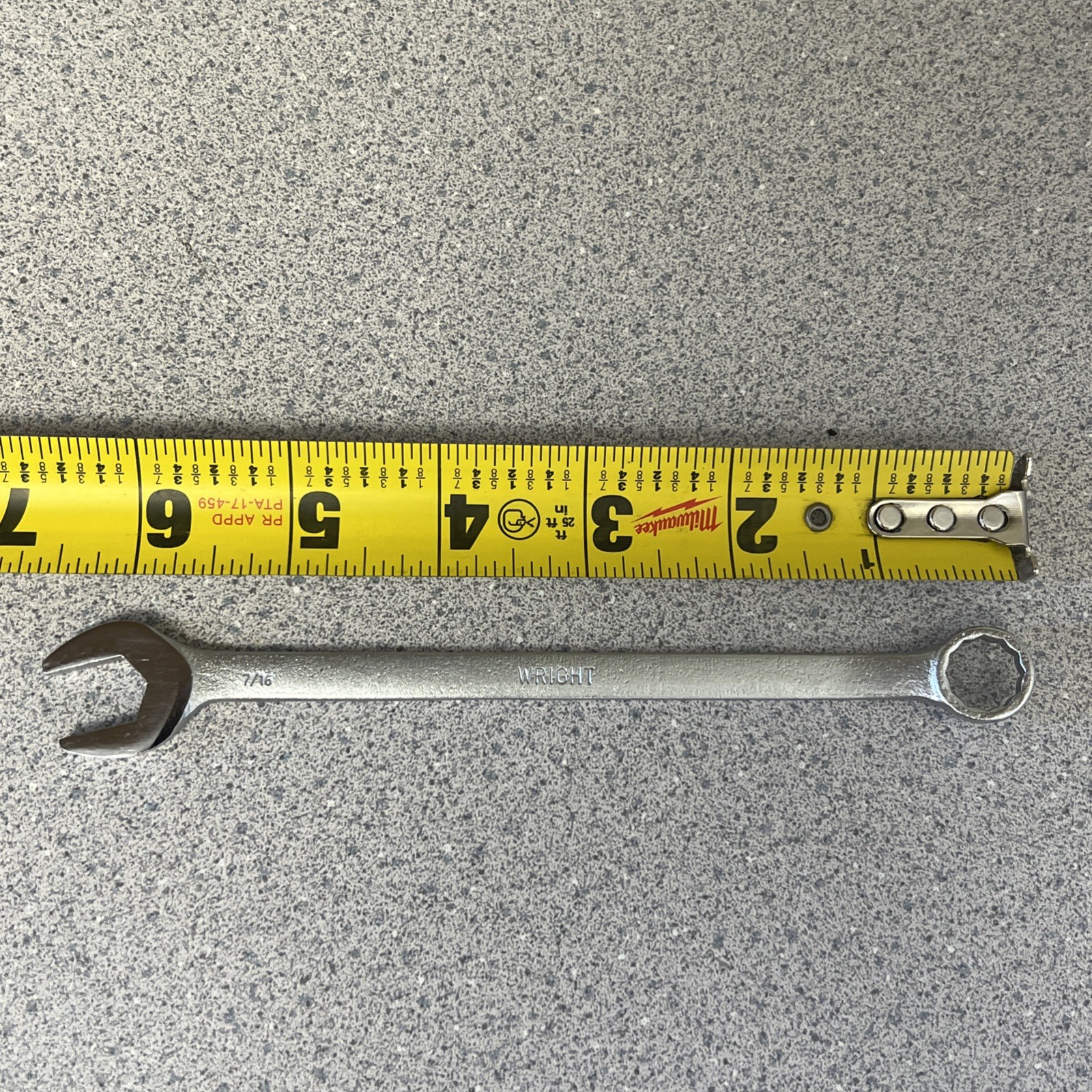 Wright Tools 7/16” SAE Combination 12 Pt Wrench USA – 1114 – Satin Chrome Finish