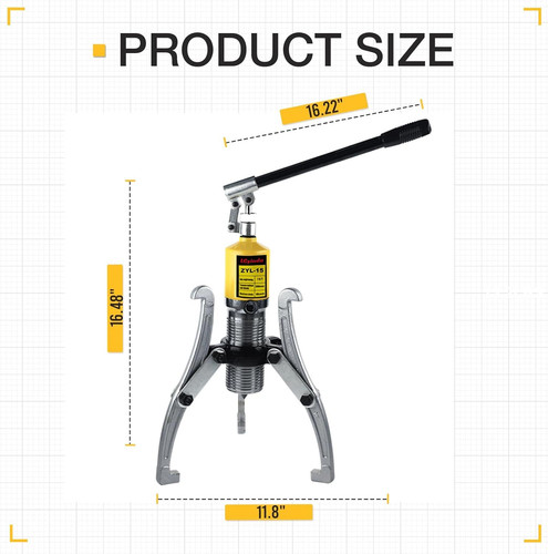 Hydraulic Gear Puller, 15T Puller Kit Bearing 15 Ton, Yellow