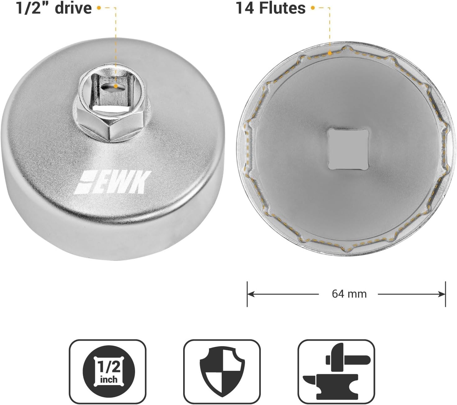 Notch-Less 64mm Oil Filter Wrench – Precision Tool for Hassle-Free Oil Changes