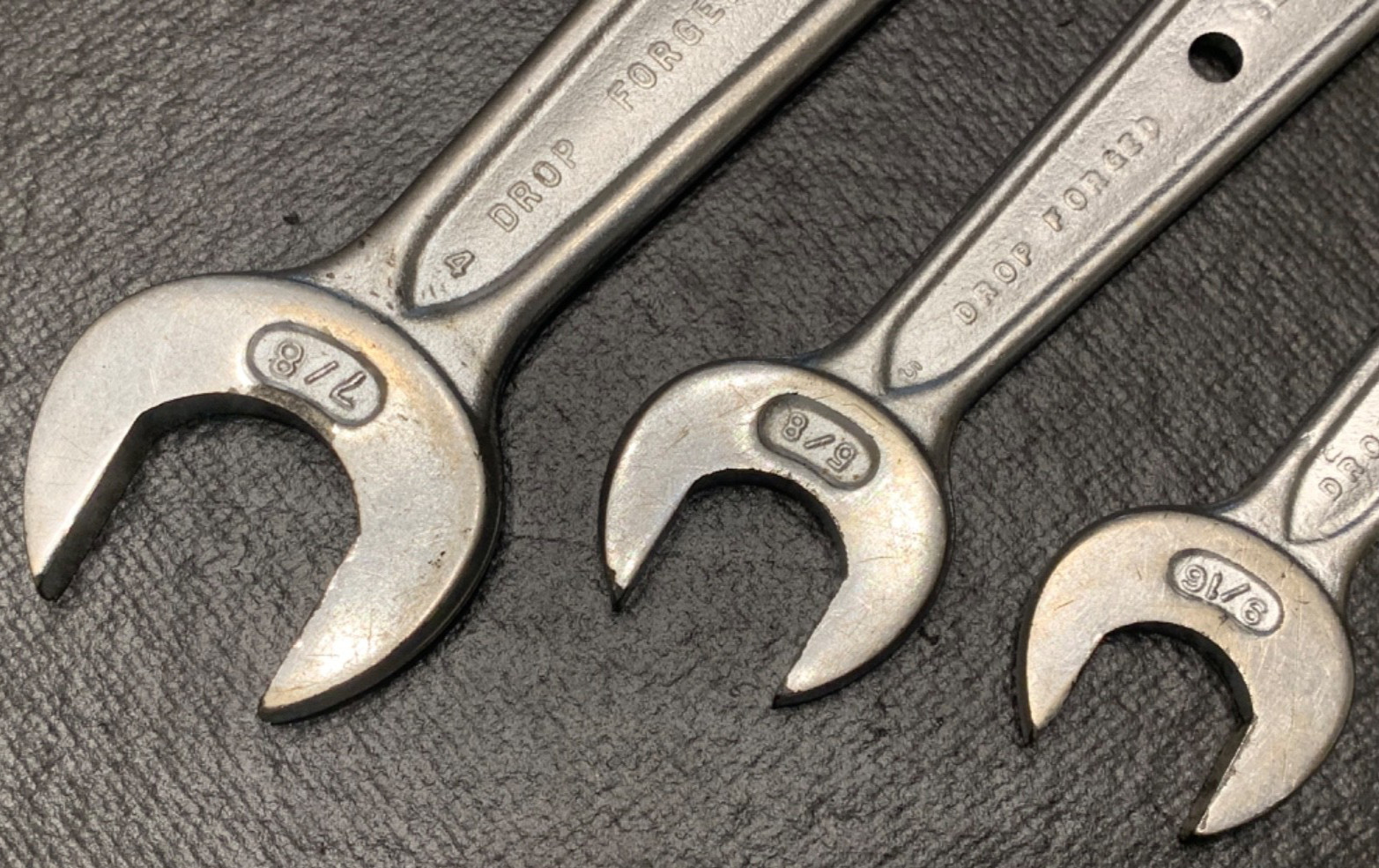 Lot 5 Vintage Indestro «Select Steel» SAE Open-Box End Wrenches Made in USA