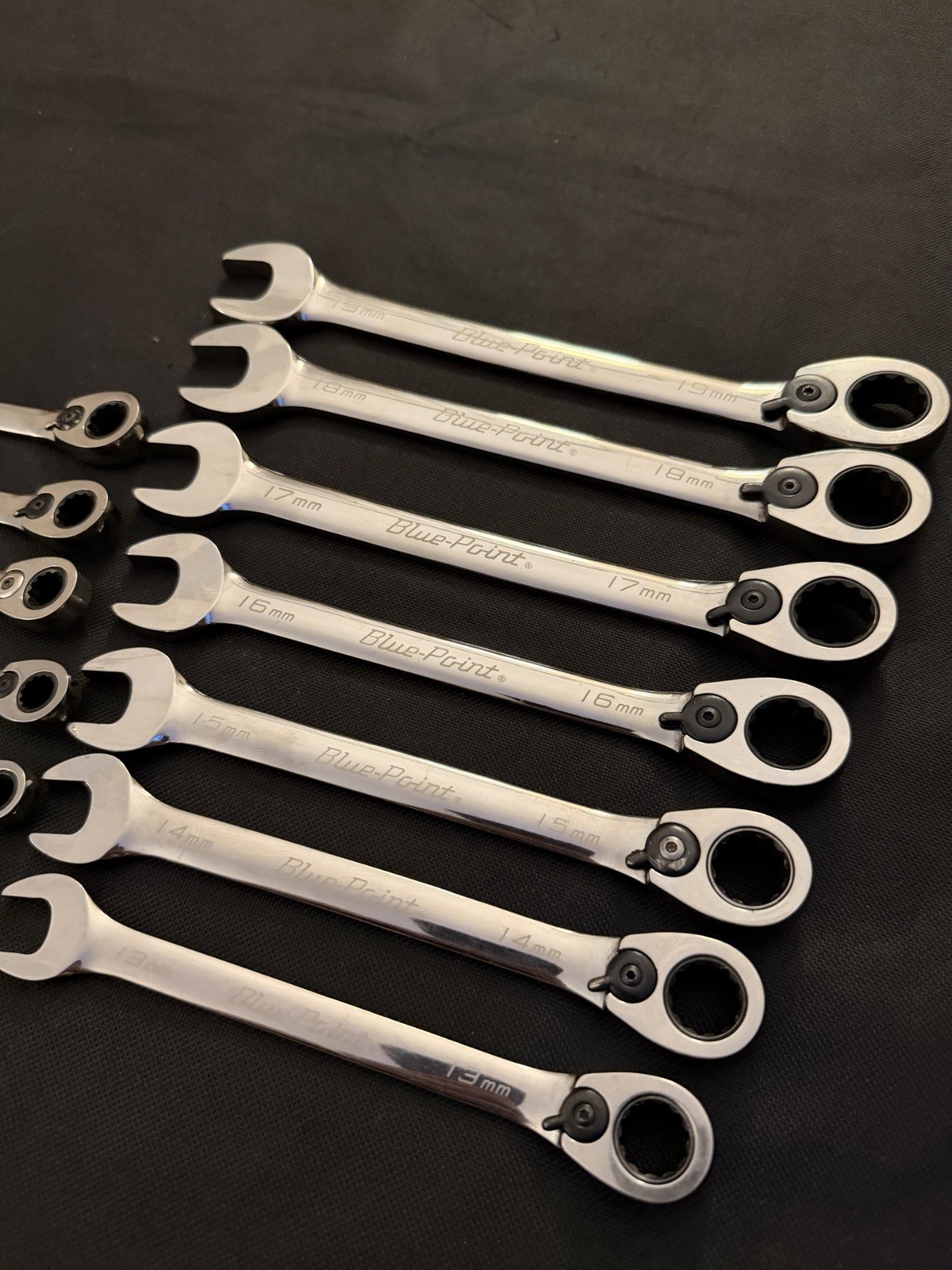 Blue Point Tools BOERM712 12 Piece 8-19mm Ratcheting Combination Wrench Set