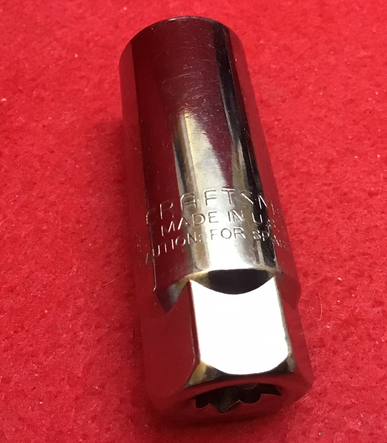 NOS-NEW- CRAFTSMAN USA 3/8” DR. 18mm SPARK PLUG SOCKET #43330, CHROME