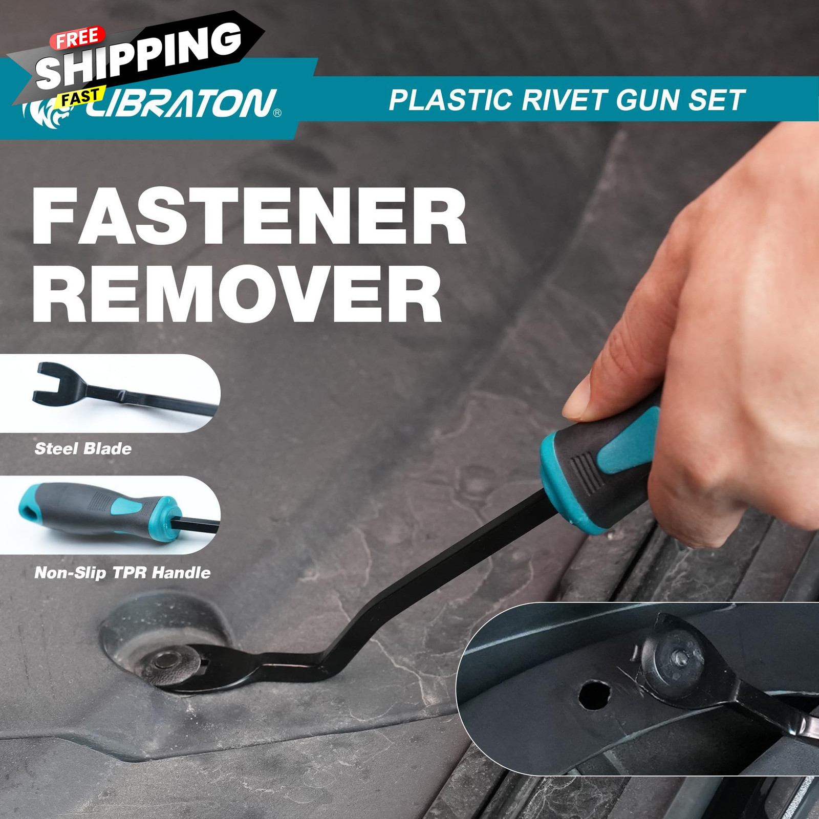 LIBRATON Plastic Rivet Gun Kit with Fastener Remover, 90 Degree Angle Hand…