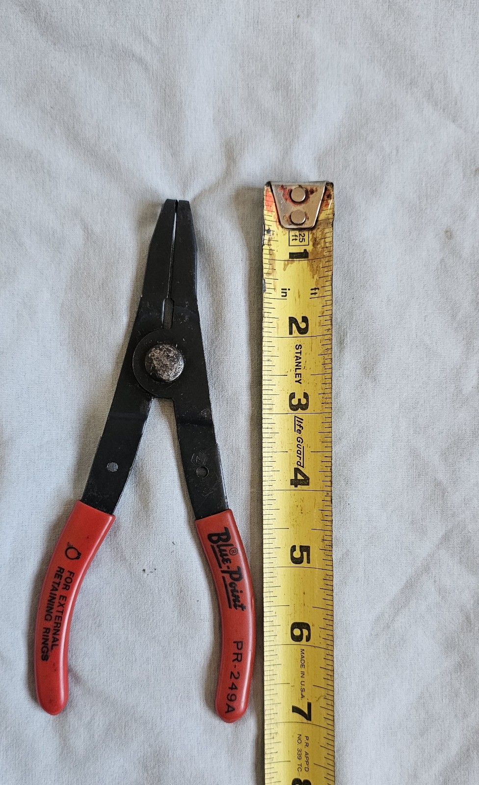 Vintage BLUE POINT PR-249A Snap Retaining Ring 90° Bent Nose Ext Pliers USA
