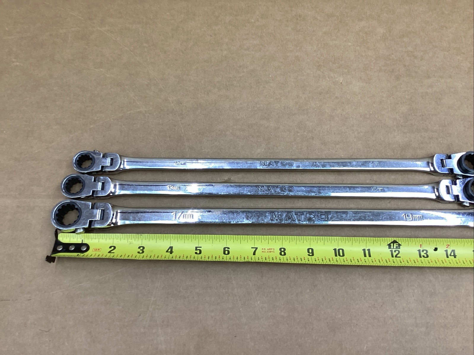 MATCO 3 Piece Long Double Flex Ratcheting Wrench Set Metric RRFXLM