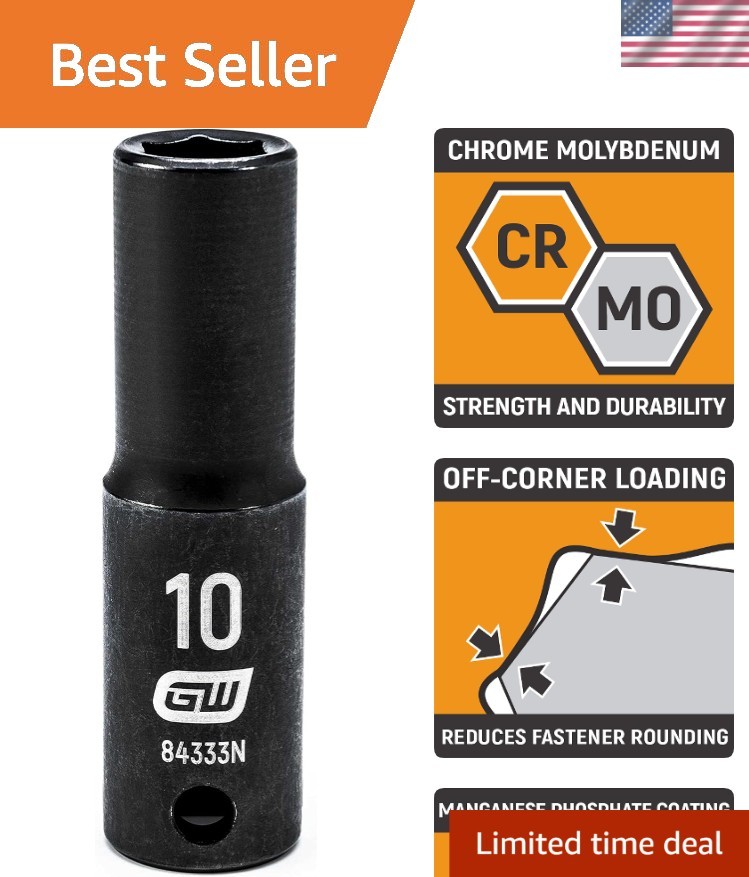 10mm 3/8″ Drive Deep Impact Socket with Off-Corner Loading – Corrosion Resistant