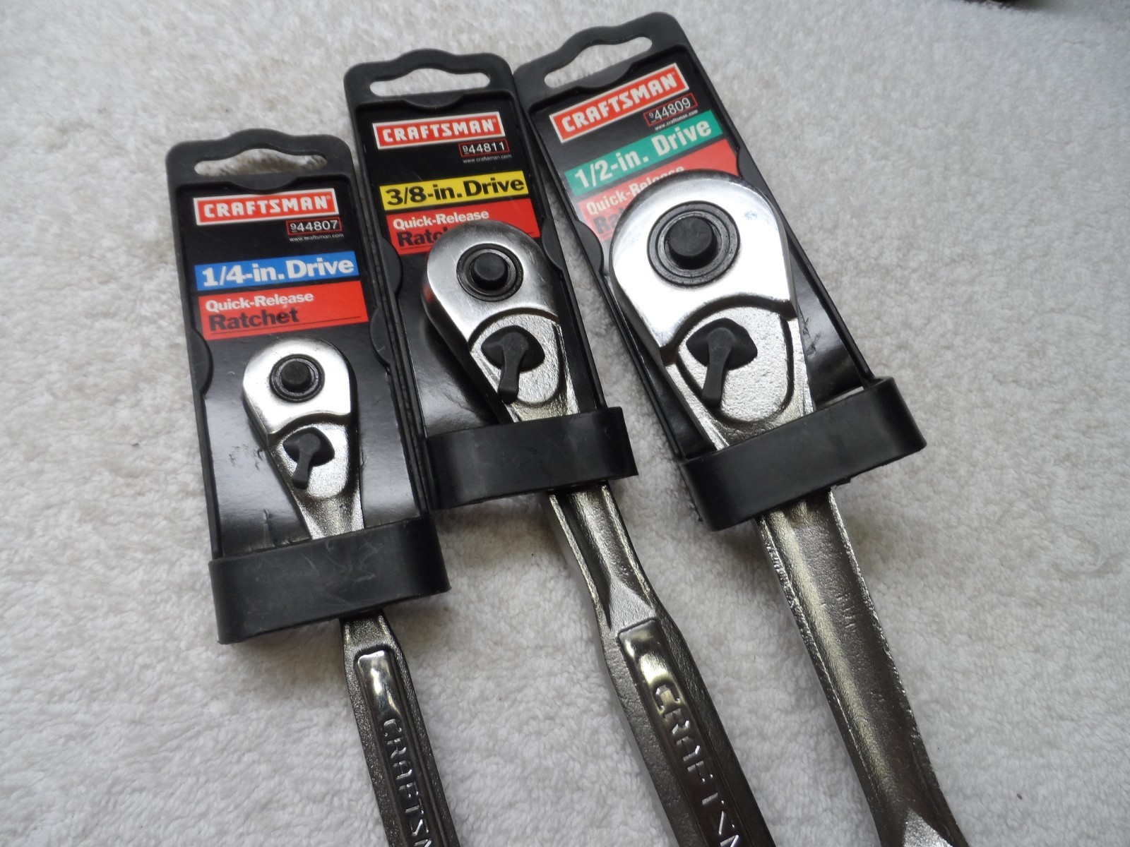 Craftsman 1/4 3/8 1/2 Drive Quick Release Ratchet Set NIP PN 44807/811/809 USA