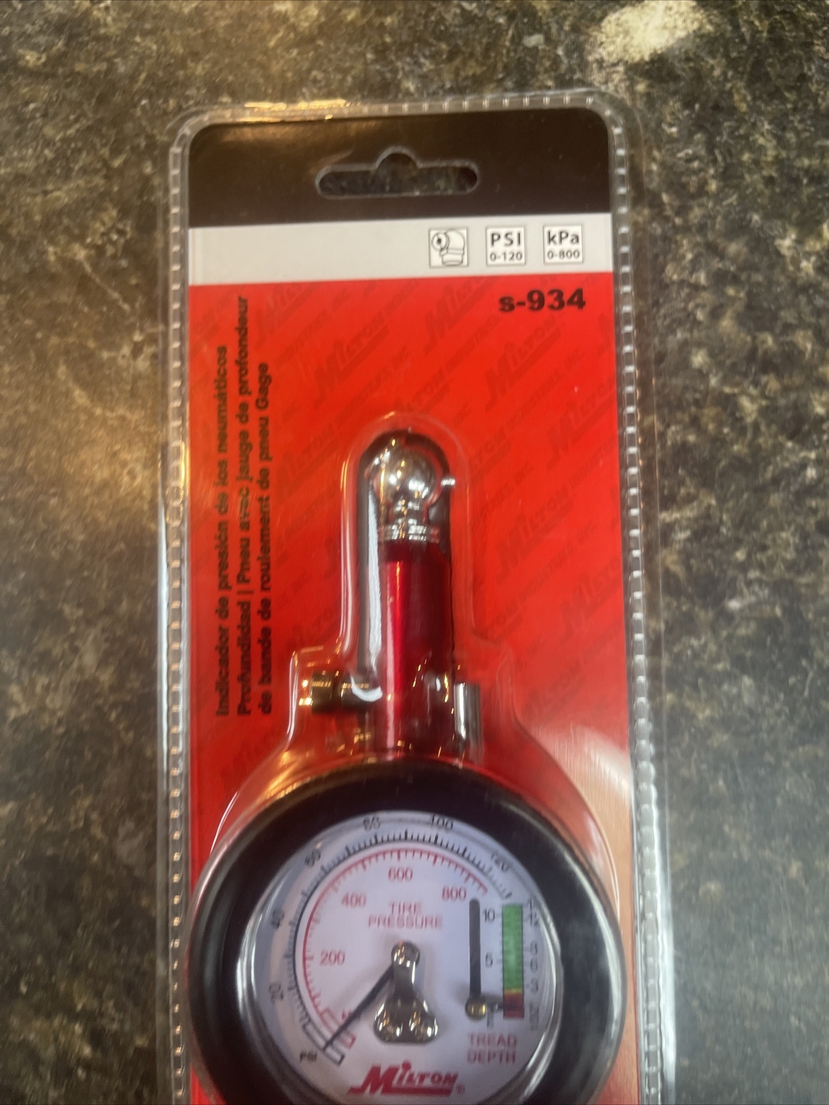 Milton S-934 Dial Tire Gauge, 0-120 PSI – 2 lb increments New Sealed