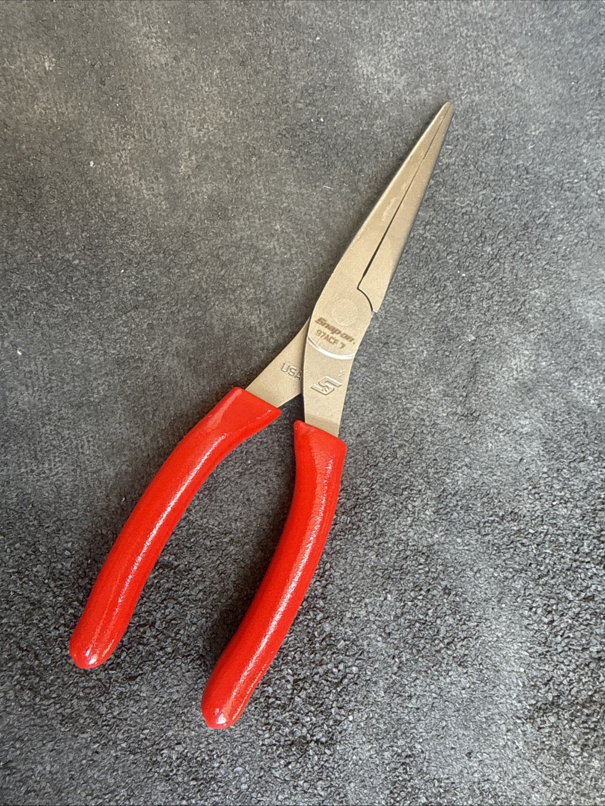 For Snap-on Tools NEW 97ACF 9″in. RED Soft Grip Rounded Jaw Needle Nose Pliers