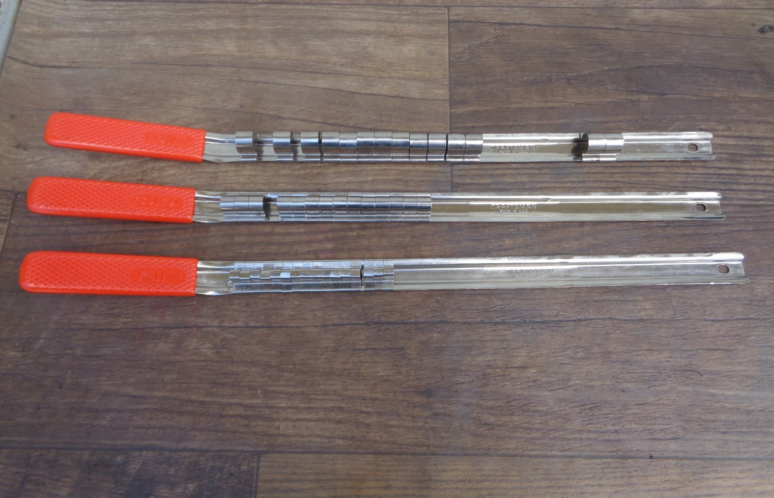 Vintage CRAFTSMAN Socket Rack/Rail Set – 3pcs – 1/4, 3/8, 1/2 Drive