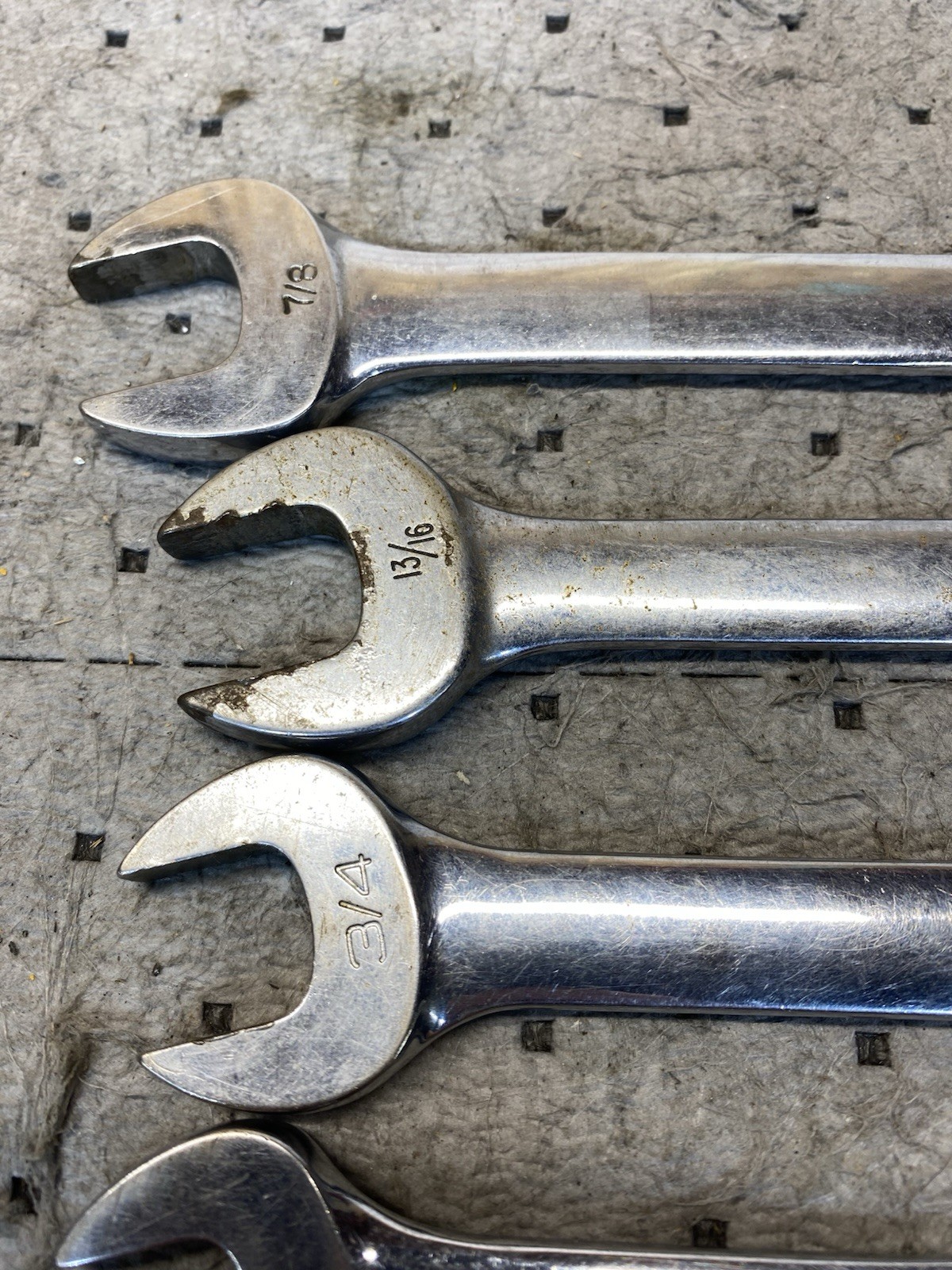 Snap On Wrench Set Lot Of 7. 7/8- 13/16-3/4-11/16-5/8-9/16-1/2