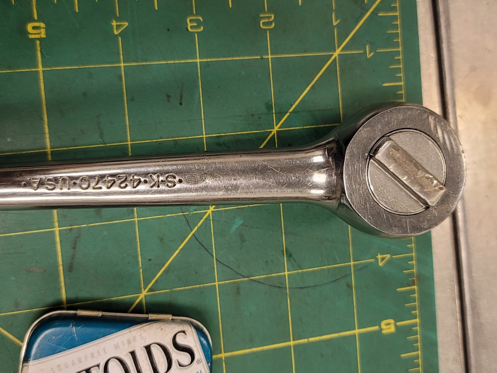 Vintage S-K Tools 42470 1/2″, 10.25″L Reversible Chrome Ratchet Made USA