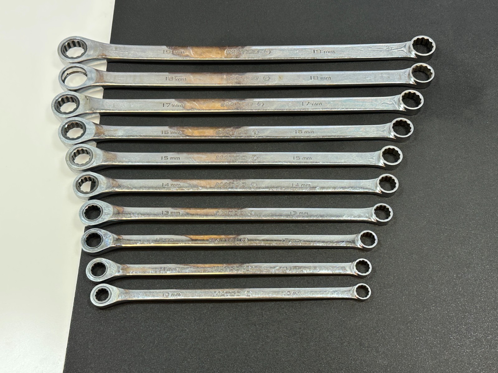 Matco Tools GRBZXLM 10pc Extra Long Metric 10mm-19mm Ratcheting Box Wrench Set
