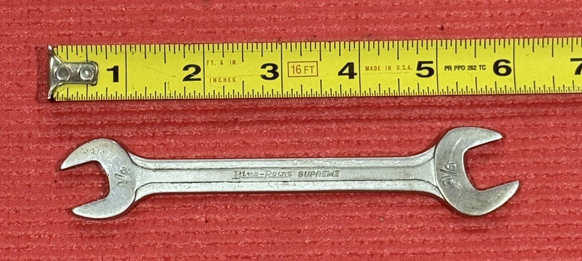 Blue Point Supreme 1/2″x 9/16″ Open End Wrench S-1618 Made in USA by Snap-On
