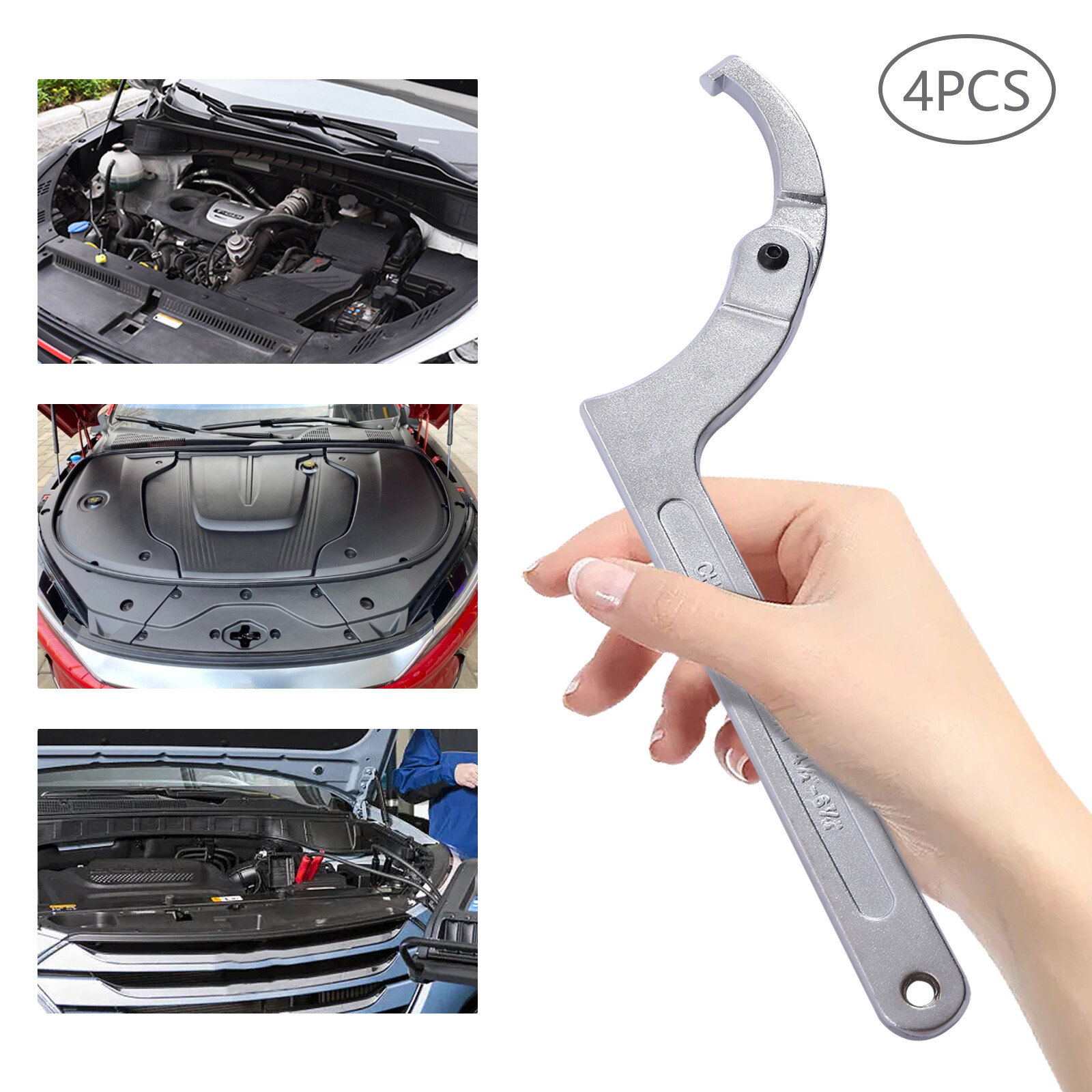 4pcs Adjustable Hook & C Pin Spanner Wrench Set Tighten Removing Nut Wrench New