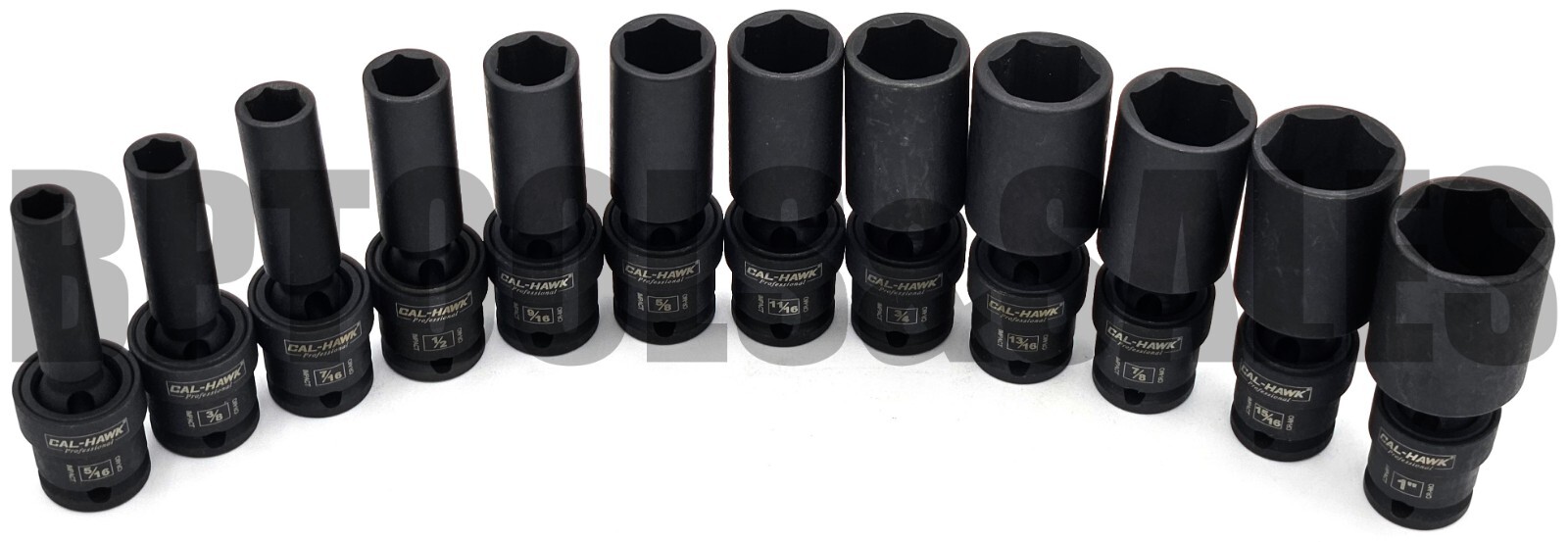 12pc 3/8″ DR. Universal Ball Swivel Deep Impact Socket Set (SAE) Radius Set