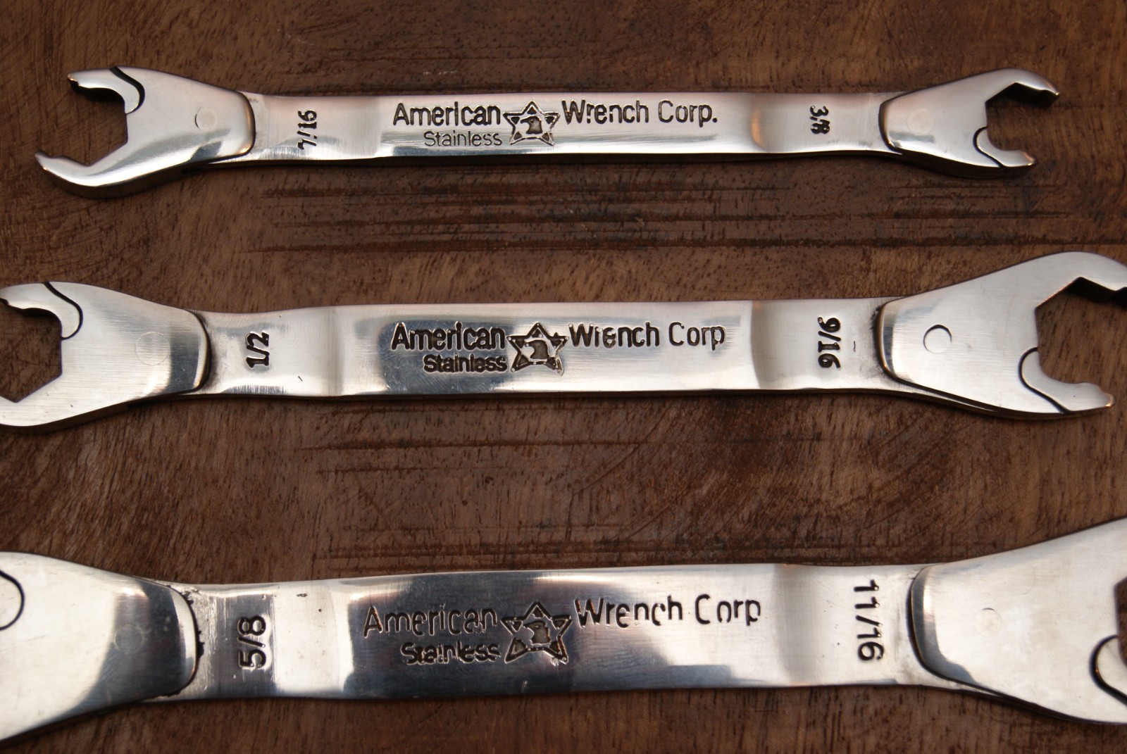 Alden EZ Ratcheting Open End Wrench Set 3pc 3/8 7/16 1/2 9/16 5/8 11/16 w/Pouch