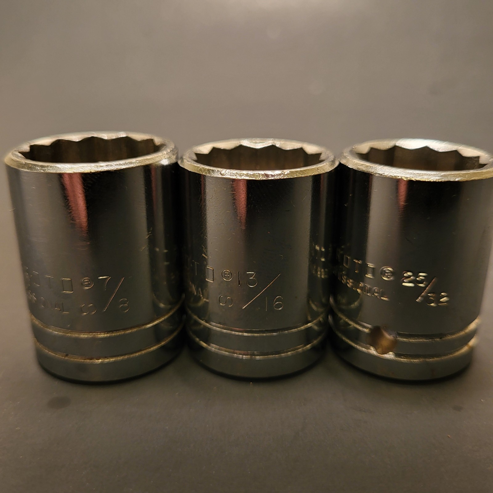 16pc Proto Prof USA 1/2”dr expanded socket set 12pt 7/16”to1-1/4” see item desc