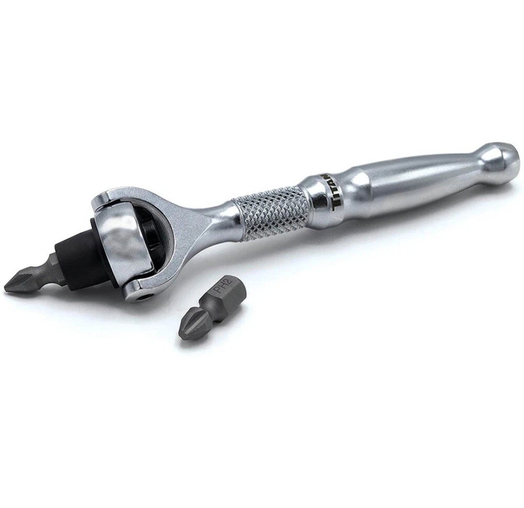 Titan 11318 1/4″ Drive Aluminum Swivel Head Micro Ratchet Bit Driver Silver