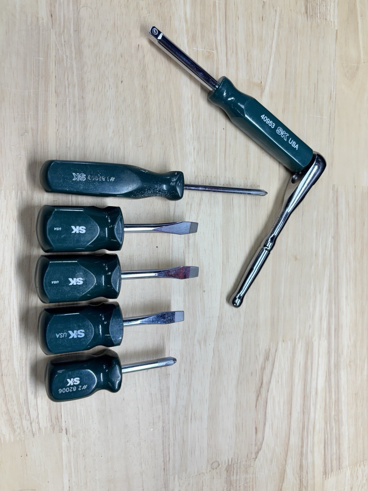SK TOOLS SureGrip Screwdrivers & 1/4 Drive Ratchet Lot