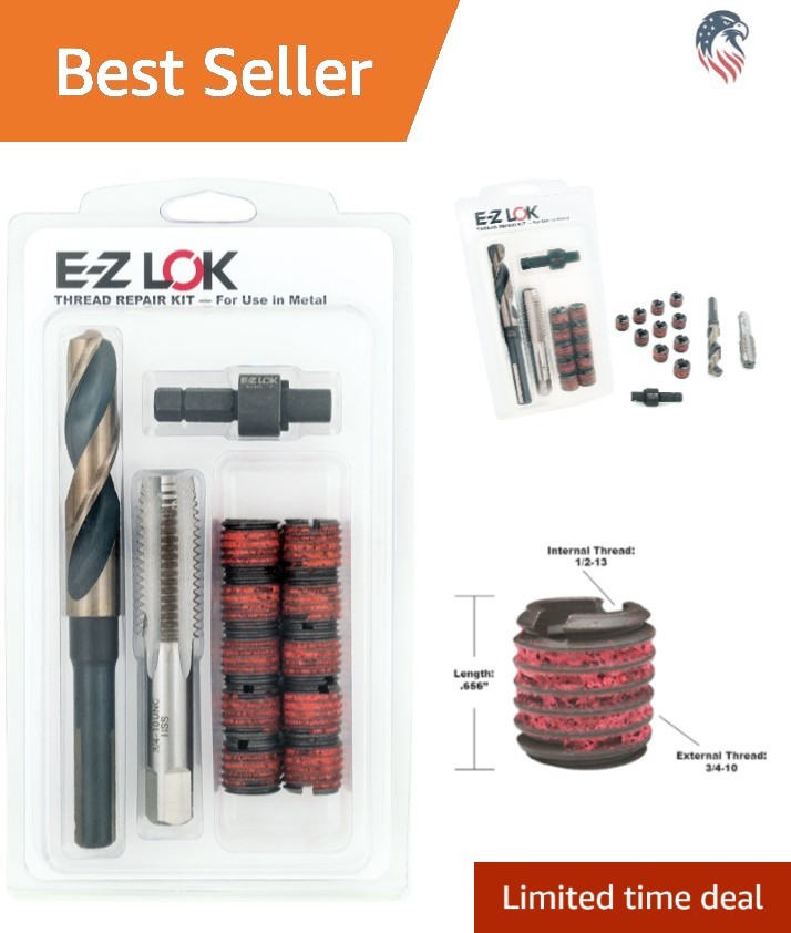 Thread Repair Kit for Metal Carbon Steel Threaded Inserts 1/2-13 with Tools