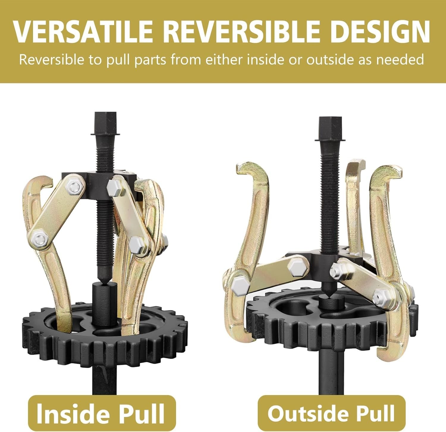 Versatile 8-Inch 3-Jaw Gear Removal Tool – Built to Last with 6 Position Design