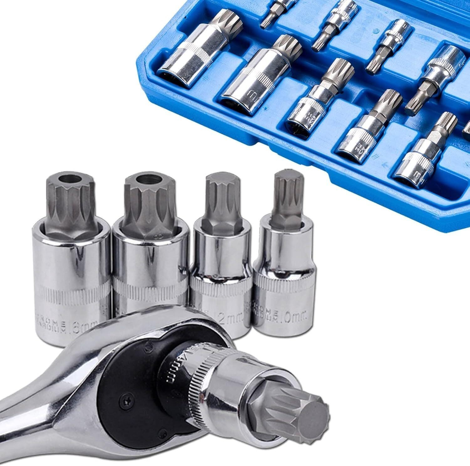 10PCS XZN Triple Square 12 Point Spline Bit Socket Set 4MM – 18MM S2 Steel Bits