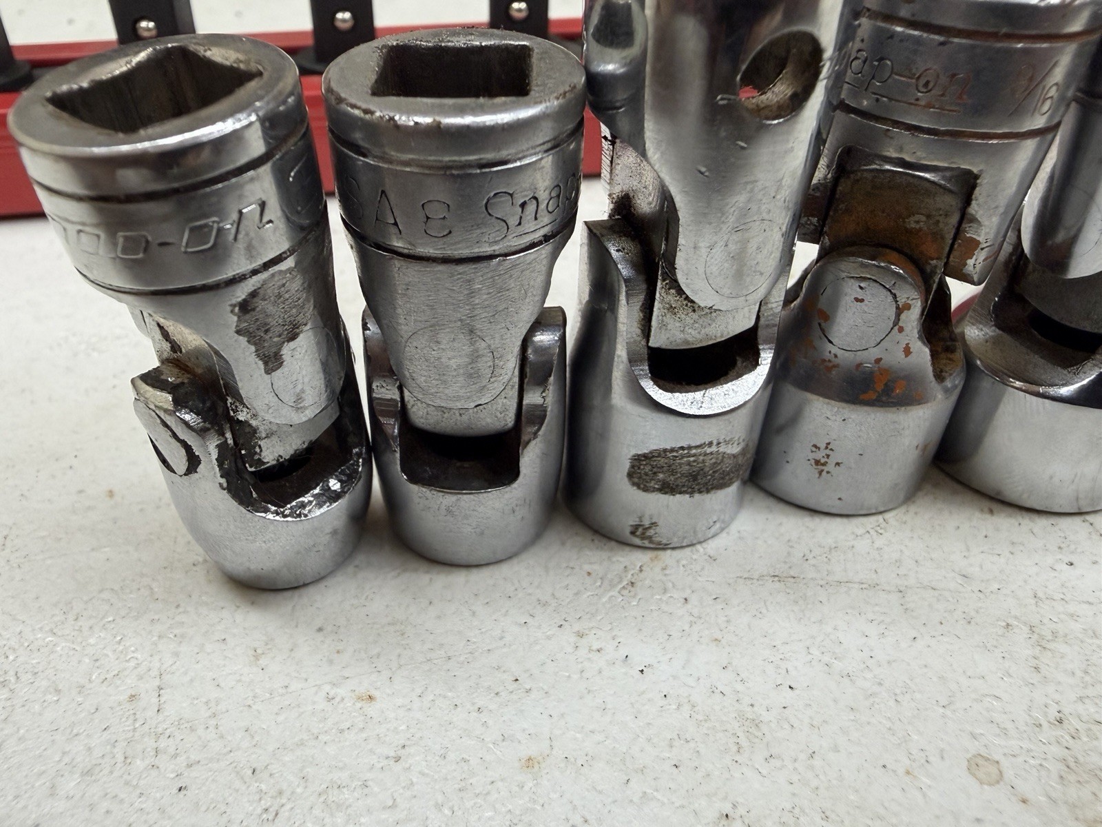 Snap On 7pc 3/8” Drive SAE Shallow Swivel Socket 12 Point 3/8-3/4