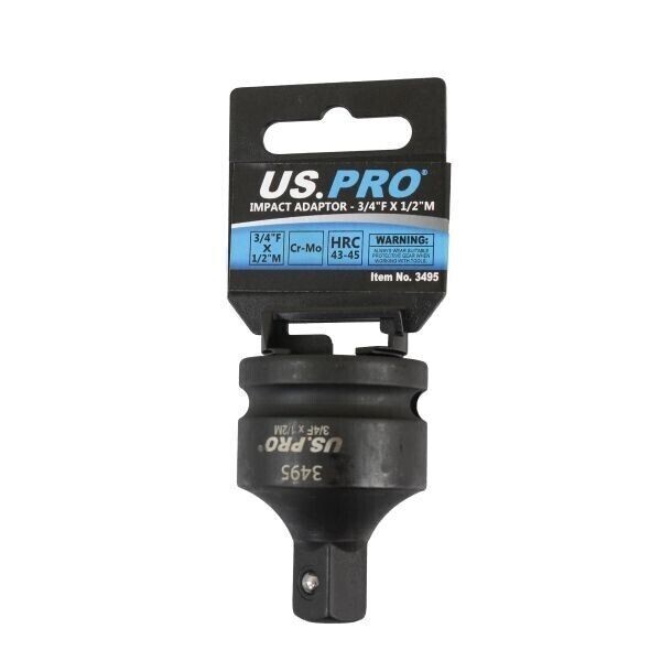 US PRO Tools Impact Socket Adaptor Reducer 3/4 Inch F to 1/2 Inch M US Pro 3495