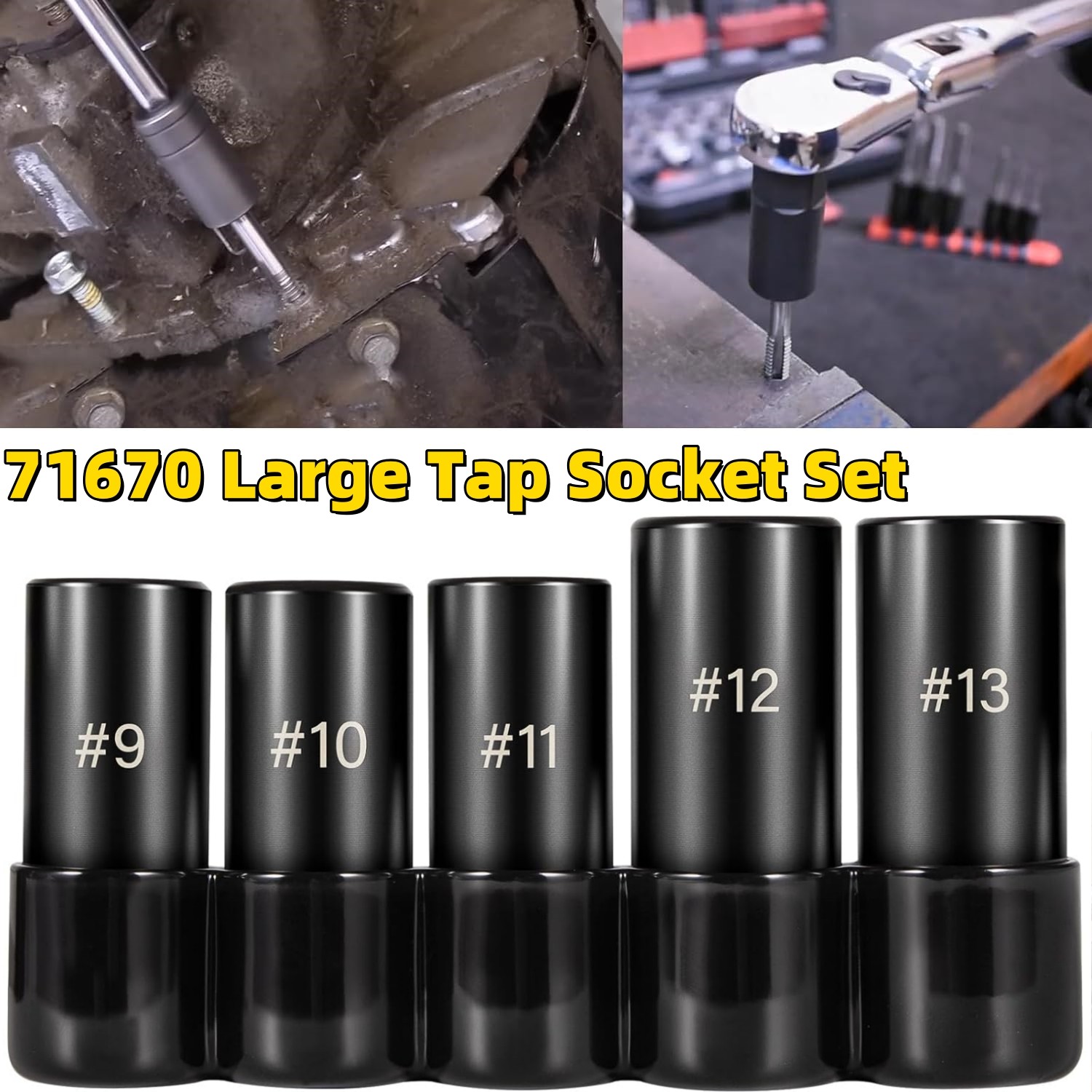 Large Tap Socket Set 71670 for 5/8″, 11/16″, 3/4″, 7/8″ & 1″ Taps 1/2″ Drive 5pc