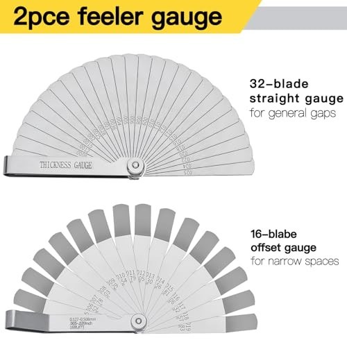 Feeler Gauge Set 2pcs Stainless Steel 32 Straight 16 Offset Blades SAE Metric