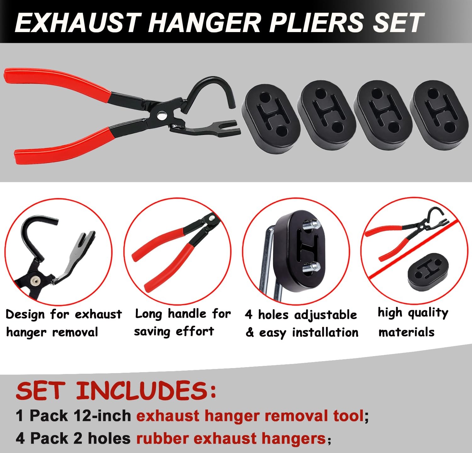 5PCS Exhaust Hanger Tool and 2 Holes Exhaust Muffler Hanger Kit Exhaust Hange…