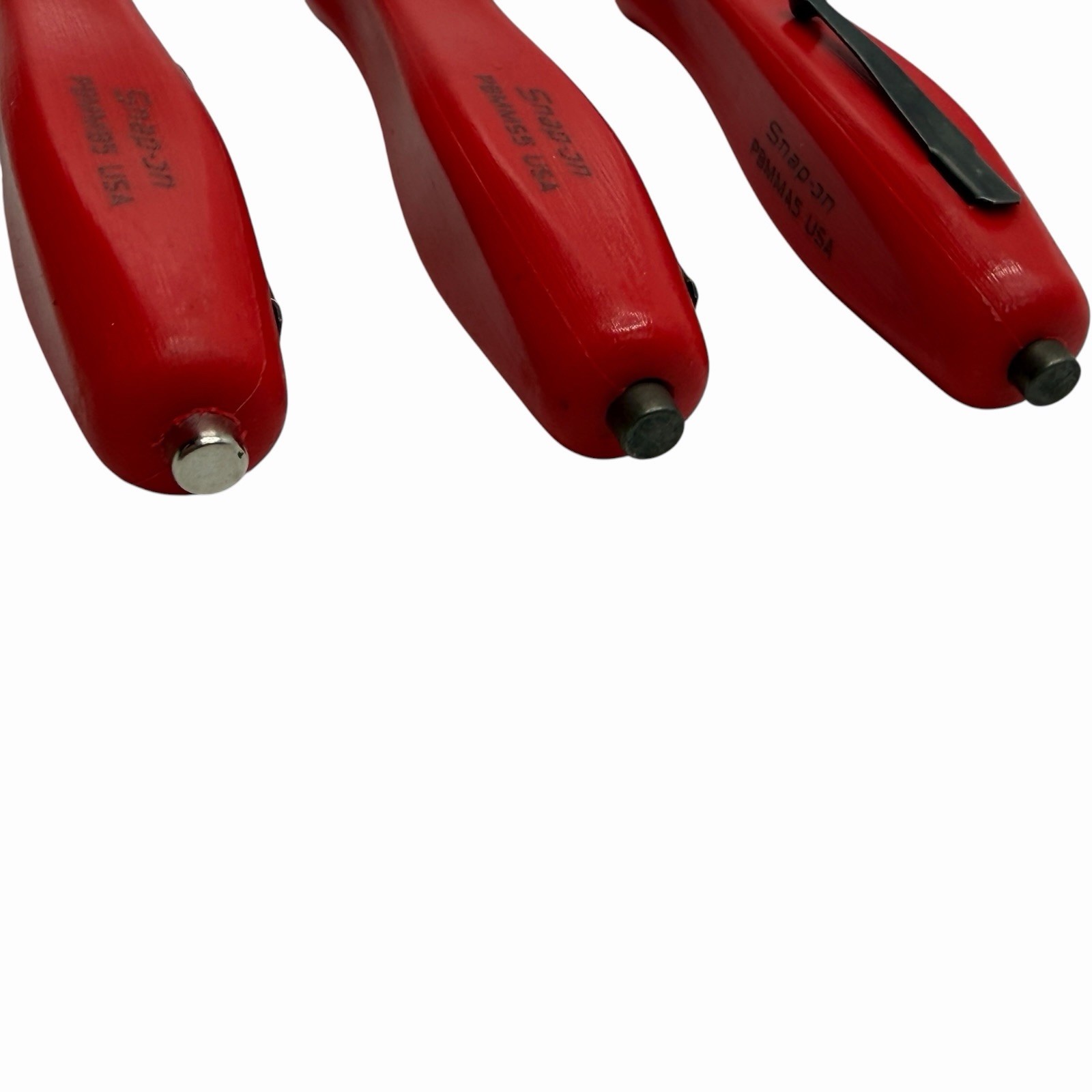 Snap On Tools Mini Magnetic Pocket Pry Bar Set 3 piece Red 5 inch Bent 90