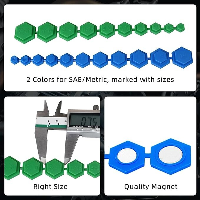 21pcs Magnetic Socket Inserts Tool Set SAE and Metric Sets 8-19mm & 5/16″-7/8″