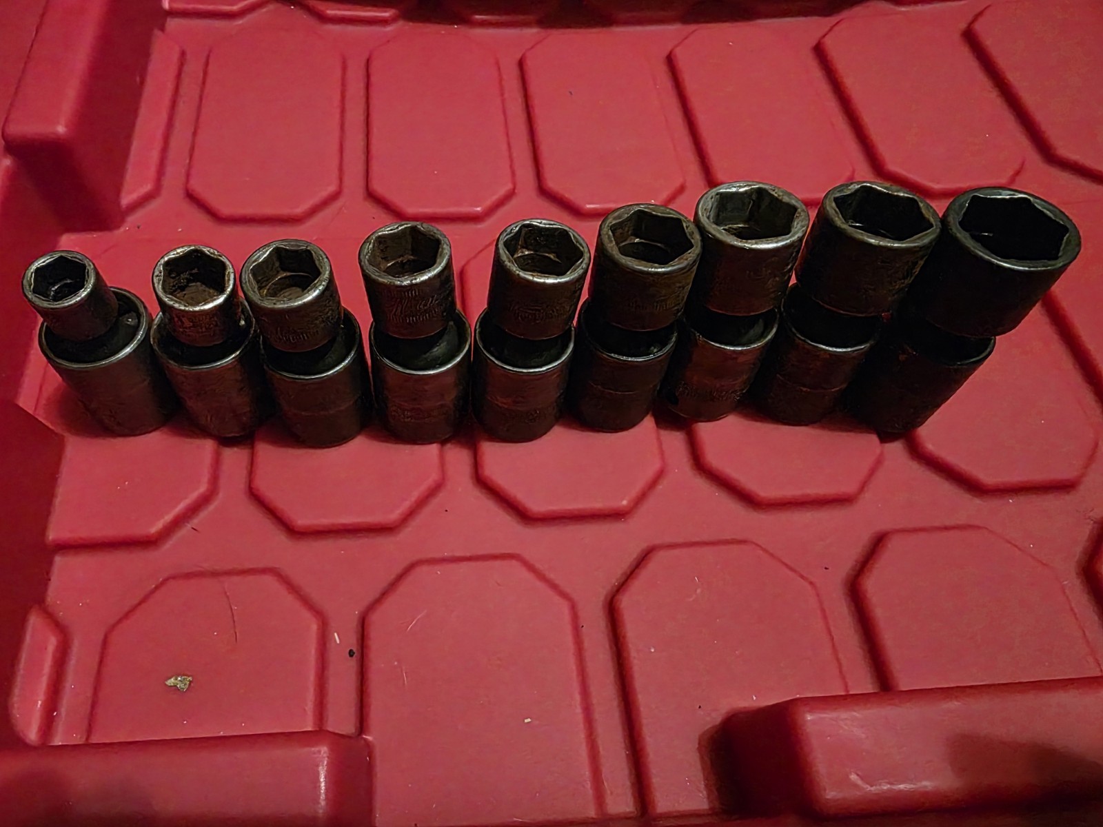9 Snap On 3/8 Metric Impact Swivel Sockets 10mm 12mm- 19mm