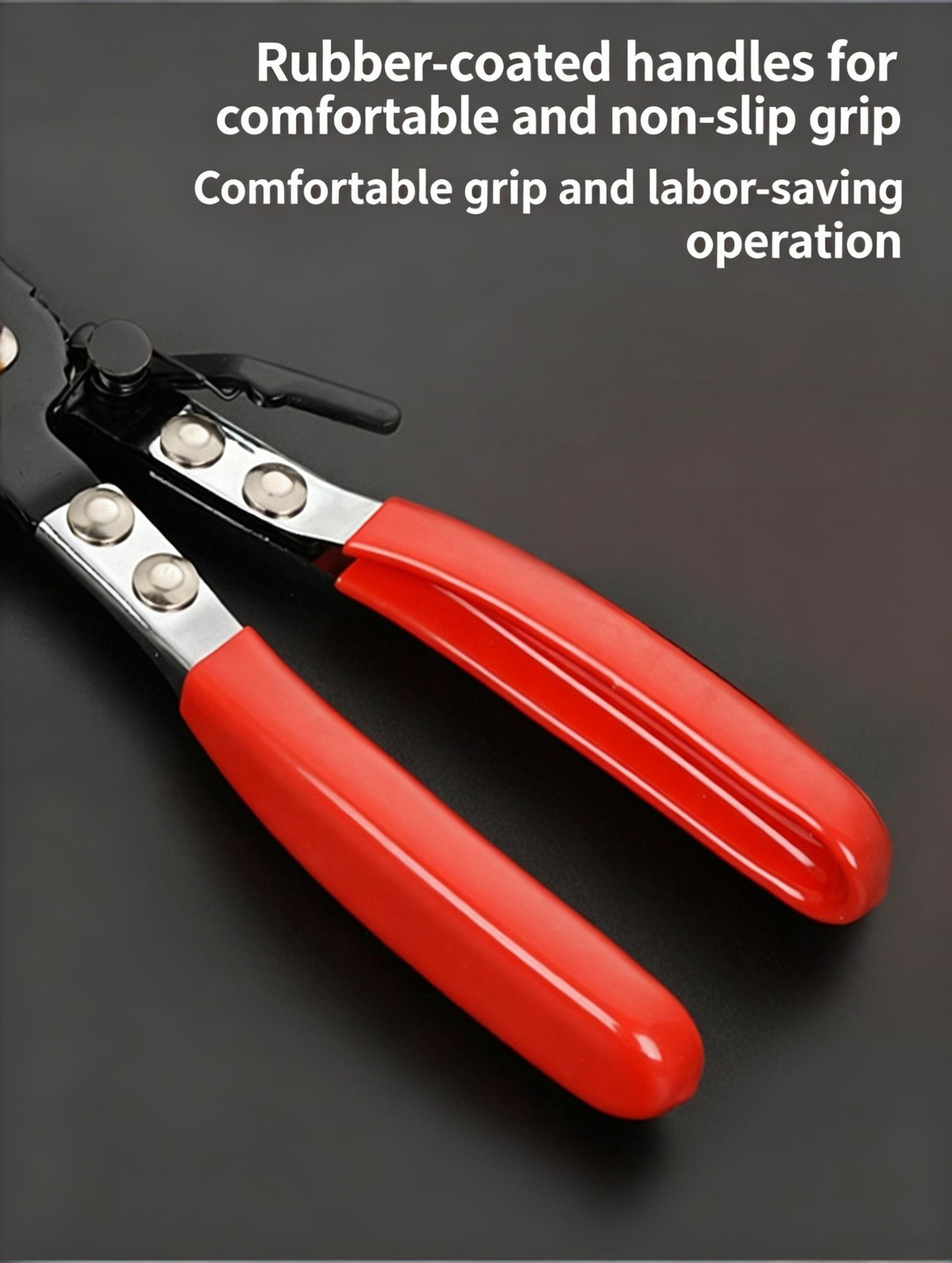 Hose Clamp Pliers with Red Handles, Carbon Steel, 220mm Length