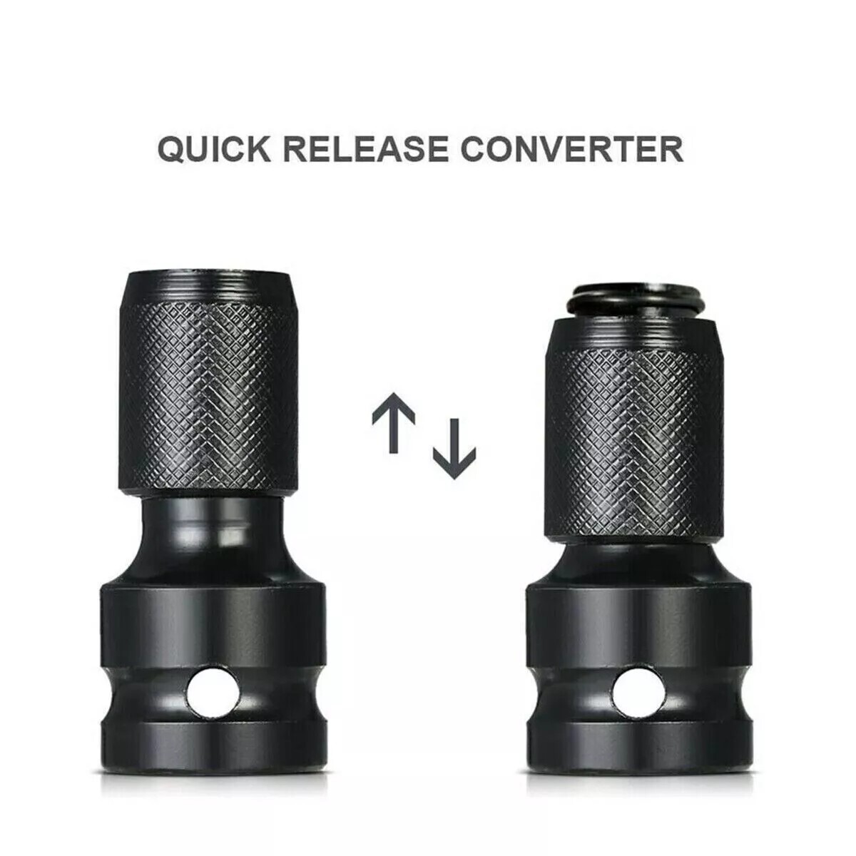 2Pcs 1/2″ Drive To 1/4″ Socket Adapter Hex Drill Chuck Change For Impact Wrench