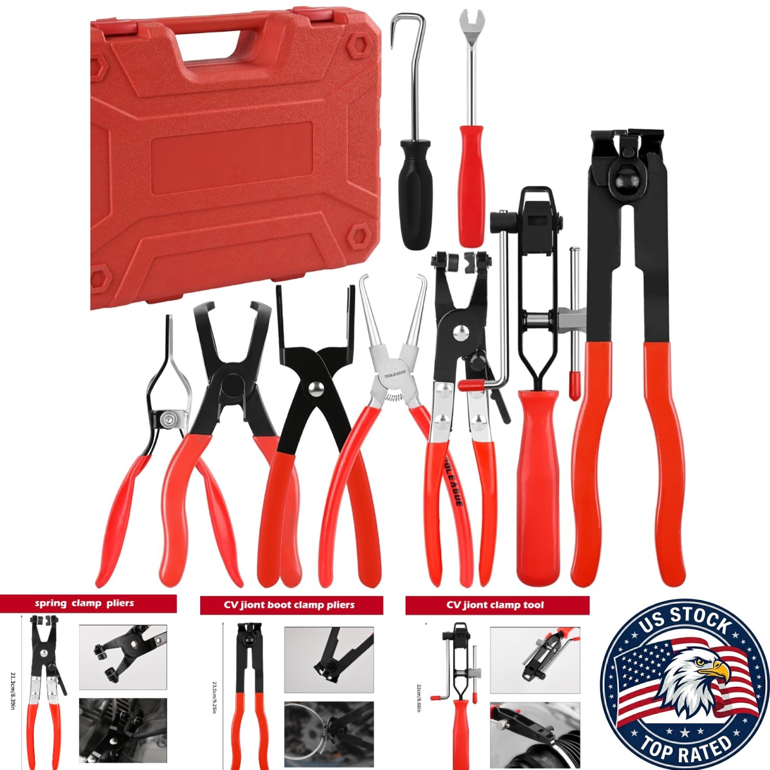 9Pcs Gripped Fuel Line Disconnect Pliers Set – Durable Cr-V Steel with Case