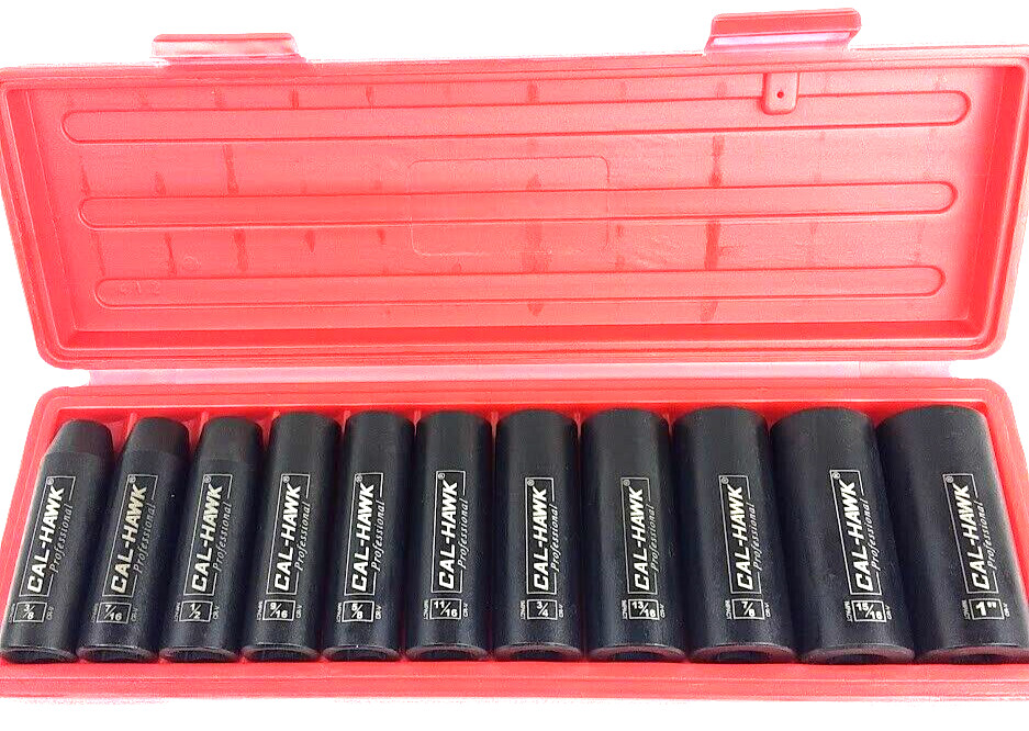 11 pc 1/2″Dr. 6 POINT SAE Deep Impact Socket Chrome Vanadium CRV 3/8″ To 1″ Set