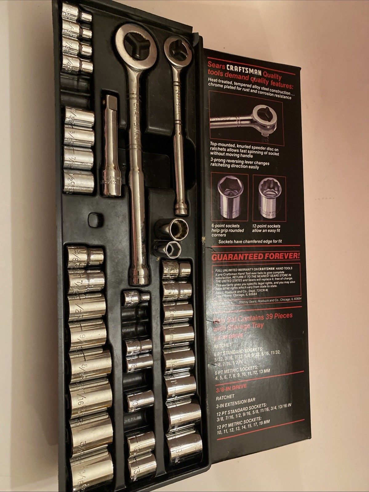 Vintage Craftsman 1/4” and 3/8” Socket Set Metric Standard