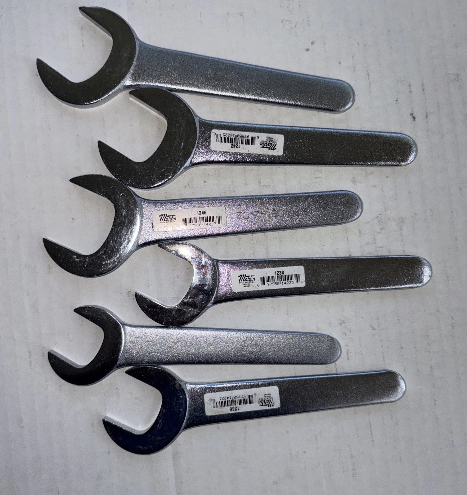 6 PC Martin Service Thin Angle Wrenches Wrench Set Sae 1-1/16”TO”1-1/2 USA